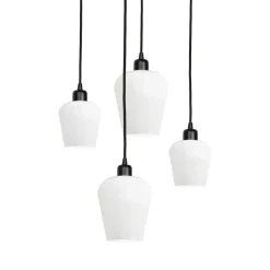 Giovanni Battista Hängelampe rund D: 49,5 cm Glas Messing Eisen Schwarz Weiß< Bürolampen|Lampen Aus Aller Welt