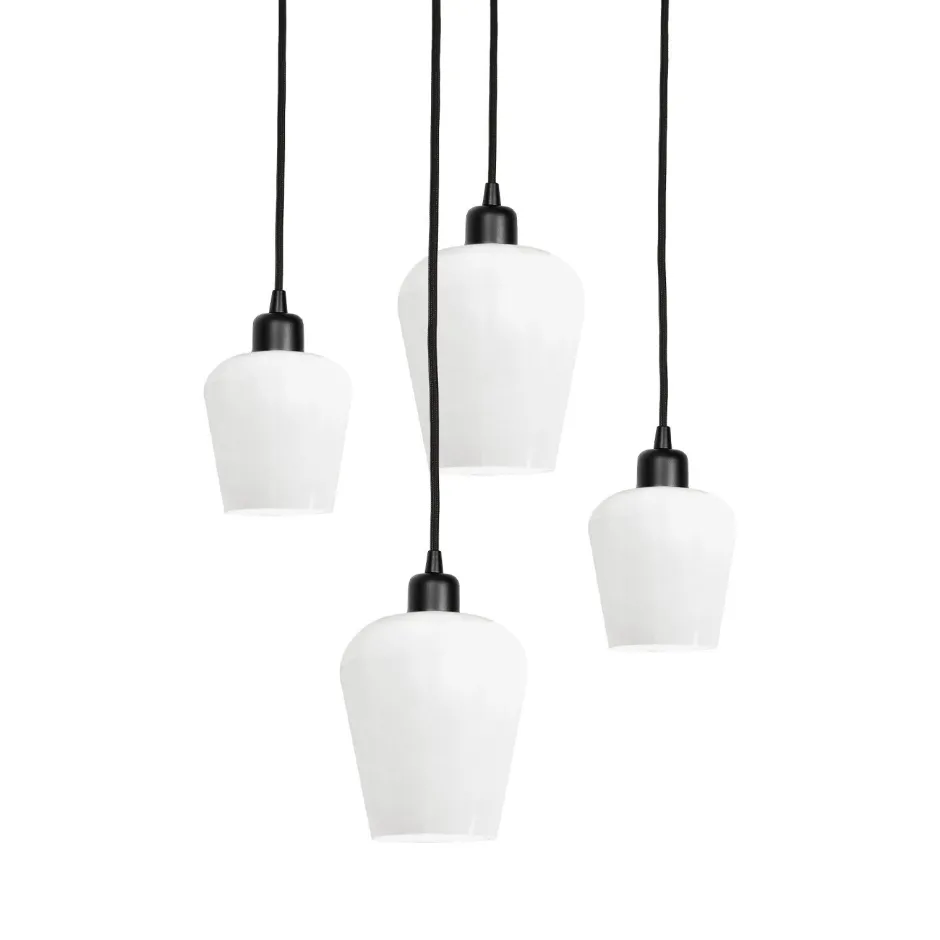 Giovanni Battista Hängelampe rund D: 49,5 cm Glas Messing Eisen Schwarz Weiß< Bürolampen|Lampen Aus Aller Welt