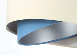 BPS Koncept Hängelampe rund D: 50 cm Stoff Creme Blau Silber E27 Modern< Bürolampen|Schlafzimmer Lampen