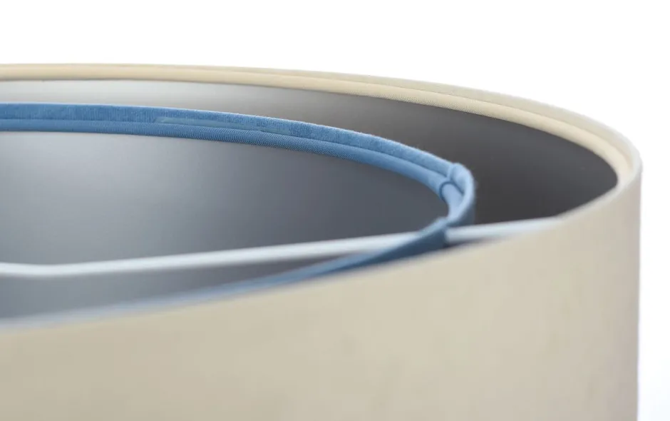 BPS Koncept Hängelampe rund D: 50 cm Stoff Creme Blau Silber E27 Modern< Bürolampen|Schlafzimmer Lampen