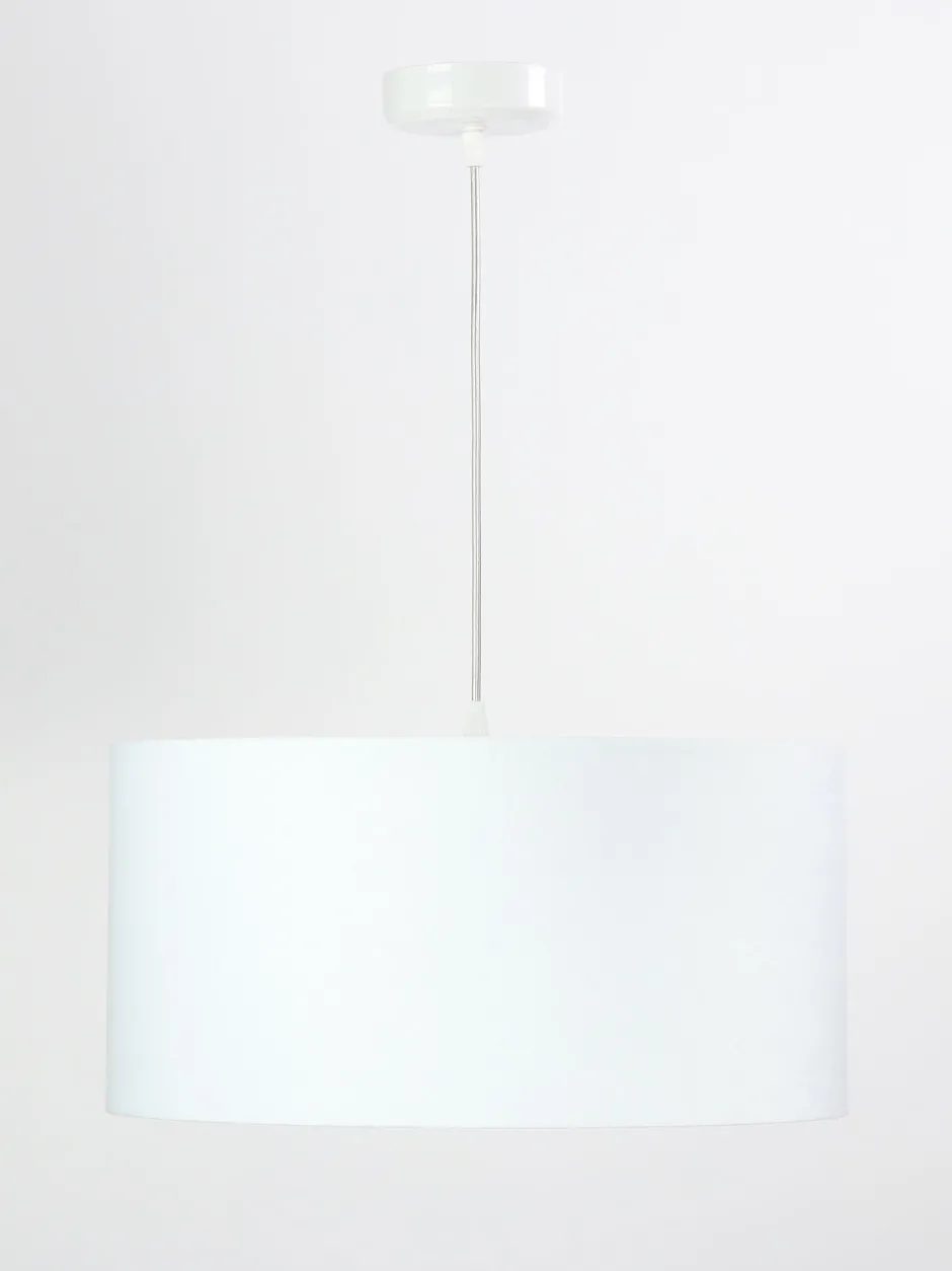 BPS Koncept Hängelampe rund Weiß Stoff Retro Wohnzimmer JERRY< Hängelampen|Esszimmer Lampen