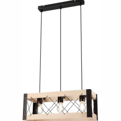 Lamkur Hängelampe Rustikal B: 53 cm E27 Metall Holz verstellbar< Bürolampen|Rustikale Lampen