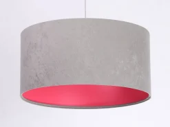 Hängelampen|Esszimmer Lampen*BPS Koncept Hängelampe Schirm Grau Pink Stoff Retro Esszimmer