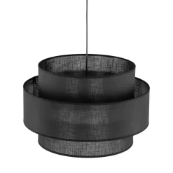 TK Lighting Hängelampe Schwarz Ø 50 cm H: max. 160 cm Stoff Metall E27< Hängelampen|Bürolampen