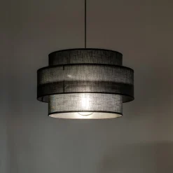 TK Lighting Hängelampe Schwarz Ø 50 cm H: max. 160 cm Stoff Metall E27< Hängelampen|Bürolampen