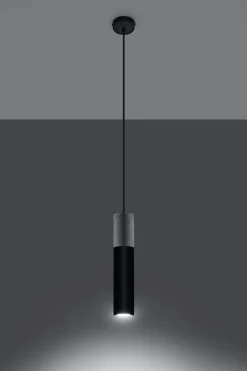 Hängelampen|Esszimmer Lampen*Sollux Hängelampe Schwarz Beton Metall Ø8cm GU10 JUNIA