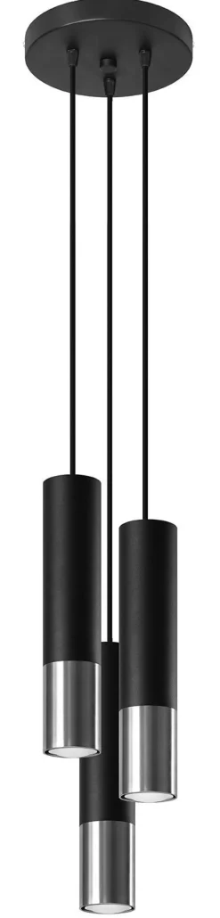 Sollux Hängelampe Schwarz Chrom 3-flammig verstellbar GU10< Hängelampen|Esszimmer Lampen