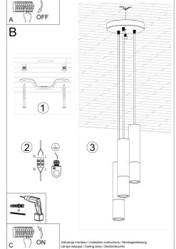 Sollux Hängelampe Schwarz Chrom 3-flammig verstellbar GU10< Hängelampen|Esszimmer Lampen