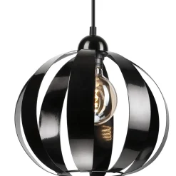 Schlafzimmer Lampen|Küchenlampen*Lamkur Hängelampe Schwarz E27 Ø 28 cm Metall Retro ORVAR