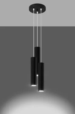 Hängelampen|Esszimmer Lampen*Sollux Hängelampe Schwarz 3-flammig Ø 20 cm Metall GU10