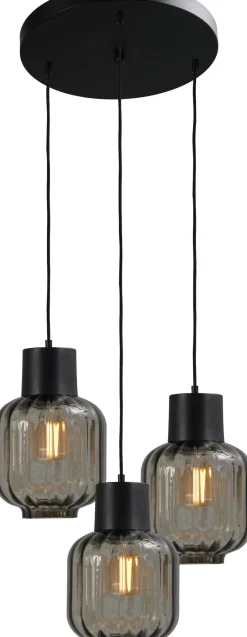 Masterlight Hängelampe Schwarz 3-flammig Glas Metall E27 Esszimmer< Glaslampen|Wohnzimmerlampen