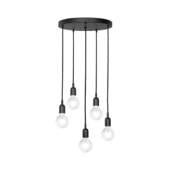 Bürolampen|Lampen Aus Aller Welt*Giovanni Battista Hängelampe Schwarz 5-flammig E27 Ø 40 cm Messing Eisen