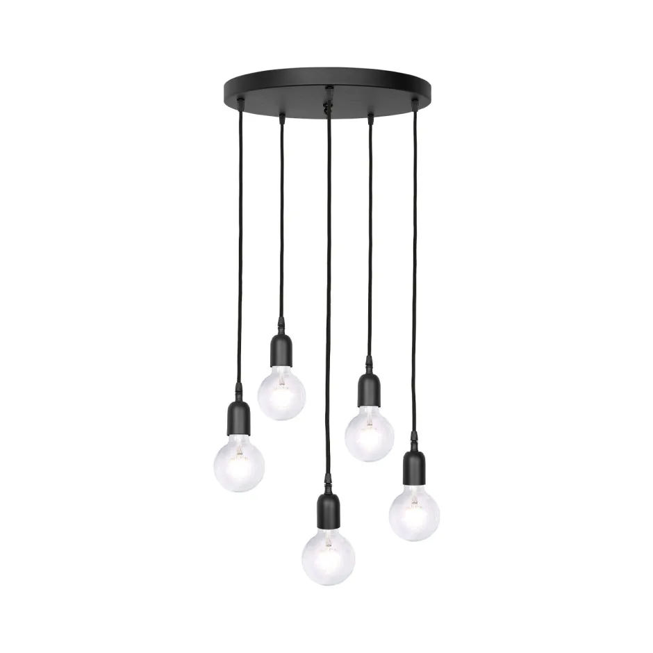 Bürolampen|Lampen Aus Aller Welt*Giovanni Battista Hängelampe Schwarz 5-flammig E27 Ø 40 cm Messing Eisen