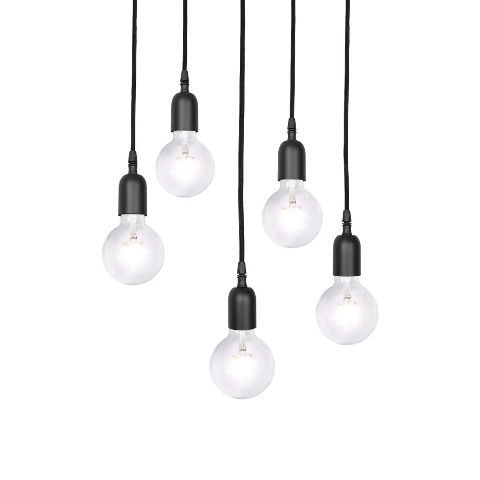 Bürolampen|Lampen Aus Aller Welt*Giovanni Battista Hängelampe Schwarz 5-flammig E27 Ø 40 cm Messing Eisen