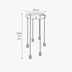 Bürolampen|Lampen Aus Aller Welt*Giovanni Battista Hängelampe Schwarz für 6x E27 Ø 40 cm Messing Eisen