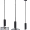 Hängelampen|Moderne Lampen*Jupiter Hängelampe Schwarz Glas in Rauchgrau E27 Modern