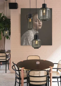 Hängelampen|Glaslampen*Masterlight Hängelampe Schwarz Glas Metall verstellbar E27 Esstisch