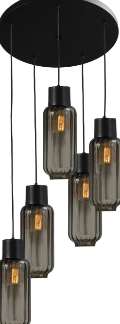 Hängelampen|Glaslampen*Masterlight Hängelampe Schwarz Glas Metall 5-flammig E27 ELYA