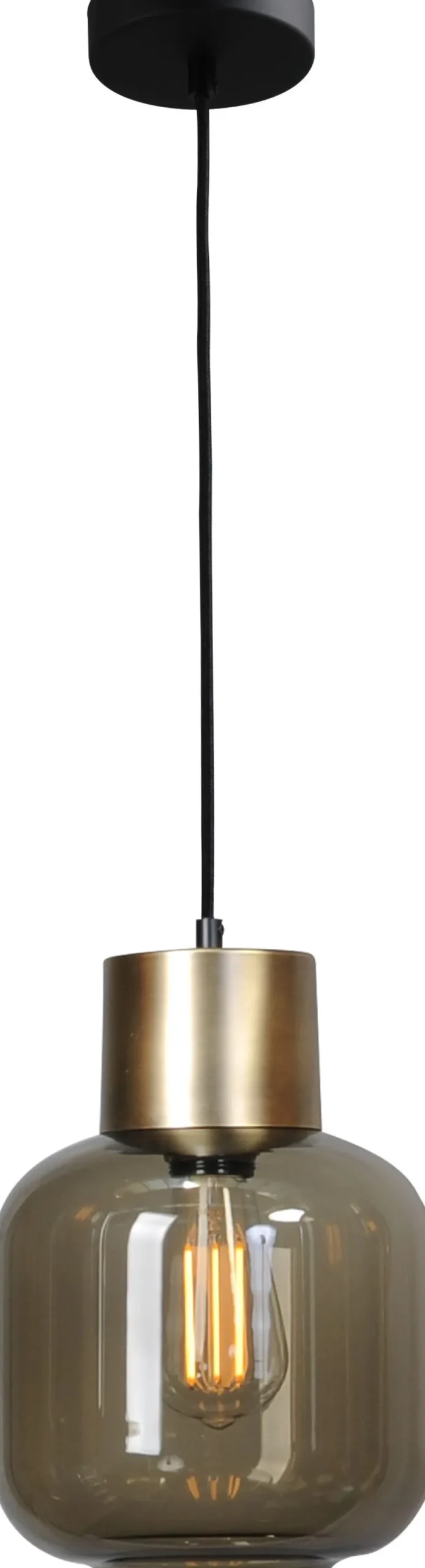 Glaslampen|Wohnzimmerlampen*Masterlight Hängelampe Schwarz Gold Ø 20 cm Glas Metall Esstisch