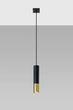 Sollux Hängelampe Schwarz Gold Ø 6 cm schmal GU10 Metall< Hängelampen|Esszimmer Lampen