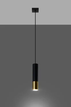 Sollux Hängelampe Schwarz Gold Ø 6 cm schmal GU10 Metall< Hängelampen|Esszimmer Lampen
