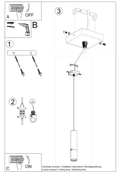 Sollux Hängelampe Schwarz Gold Ø 6 cm schmal GU10 Metall< Hängelampen|Esszimmer Lampen
