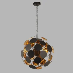 Hängelampen|Wohnzimmerlampen*Searchlight Hängelampe Schwarz Gold Ø47cm H: max. 135cm 4x E14 Metall