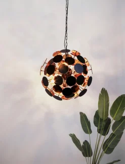 Hängelampen|Wohnzimmerlampen*Searchlight Hängelampe Schwarz Gold Ø47cm H: max. 135cm 4x E14 Metall