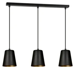 Emibig Hängelampe Schwarz Gold 3-flammig höhenverstellbar< Hängelampen|Esszimmer Lampen