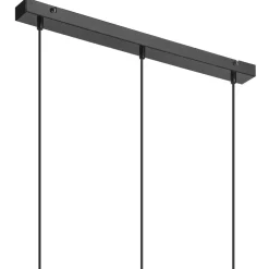 Bürolampen|Küchenlampen*Lamkur Hängelampe Schwarz Gold 3-flammig E27 B: 60 cm Metall