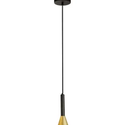 Searchlight Hängelampe Schwarz Gold GU10 D: 9 cm Metall Retro< Hängelampen|Wohnzimmerlampen
