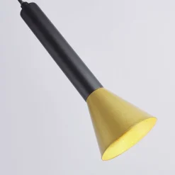 Searchlight Hängelampe Schwarz Gold GU10 D: 9 cm Metall Retro< Hängelampen|Wohnzimmerlampen