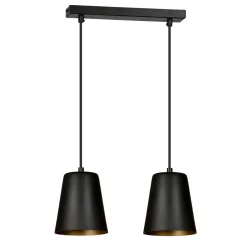 Hängelampen|Esszimmer Lampen*Emibig Hängelampe Schwarz Gold Metall Retro 2-flammig E27