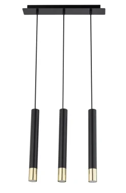 Sigma Hängelampe Schwarz Gold Metall Modern 3-flammig< Moderne Lampen|Wohnzimmerlampen