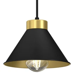 Luminex Hängelampe Schwarz Gold Metall E27 Esstisch RIAN< Hängelampen|Wohnzimmerlampen