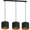 Hängelampen|Esszimmer Lampen*Luminex Hängelampe Schwarz Gold Stoff Metall L:75 cm blendarm