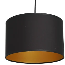 Hängelampen|Esszimmer Lampen*Luminex Hängelampe Schwarz Gold Stoff Metall L:75 cm blendarm