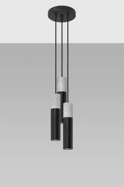 Sollux Hängelampe Schwarz Grau Ø 20 cm Metall Beton 3-flammig< Wohnzimmerlampen|Moderne Lampen