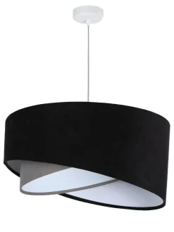 Hängelampen|Bürolampen*BPS Koncept Hängelampe Schwarz Grau E27 rund Ø 50 cm Stoff Velours Optik