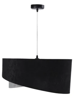 Hängelampen|Bürolampen*BPS Koncept Hängelampe Schwarz Grau E27 rund Ø 50 cm Stoff Velours Optik