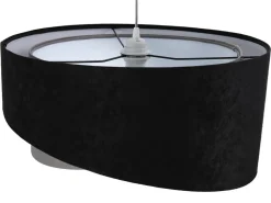 Hängelampen|Bürolampen*BPS Koncept Hängelampe Schwarz Grau E27 rund Ø 50 cm Stoff Velours Optik