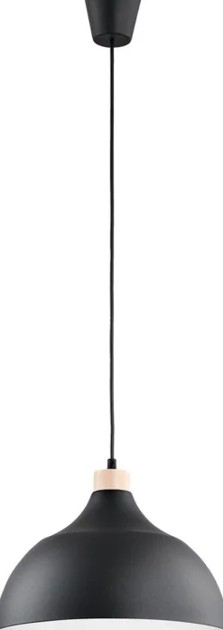 Retro Lampen|Wohnzimmerlampen*TK Lighting Hängelampe Schwarz Holz-Deko ∅33cm Esszimmer rund