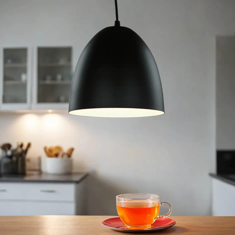 Hängelampen|Esszimmer Lampen*Emibig Hängelampe Schwarz innen Weiß Retro rund Esstisch