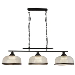 Searchlight Hängelampe Schwarz Klar B: 99 cm 3-flammig E27 Glas Metall< Hängelampen|Esszimmer Lampen