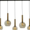 Masterlight Hängelampe Schwarz Messing 5-flammig Rauchglas Metall< Hängelampen|Kugellampen
