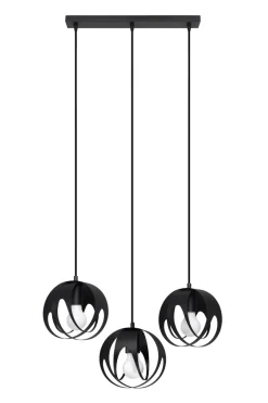 Hängelampen|Esszimmer Lampen*Sollux Hängelampe Schwarz Metall 3-flammig verstellbar E27