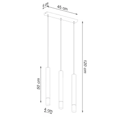 Moderne Lampen|Wohnzimmerlampen*Sollux Hängelampe Schwarz Metall Glas 3-flammig G9 schmal
