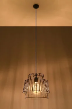 Hängelampen|Esszimmer Lampen*Sollux Hängelampe Schwarz Metall Ø35cm Modern E27 DALE