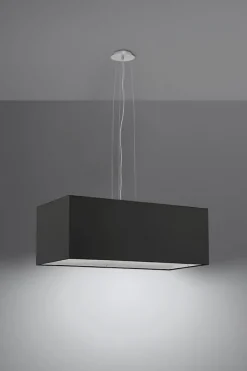 Sollux Hängelampe Schwarz Stoff Glas eckig B: 80 cm Modern< Hängelampen|Esszimmer Lampen