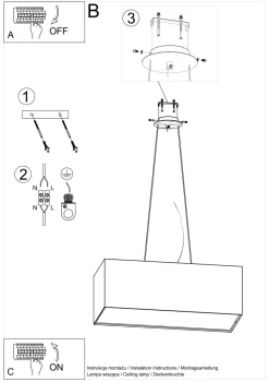 Sollux Hängelampe Schwarz Stoff Glas eckig B: 80 cm Modern< Hängelampen|Esszimmer Lampen